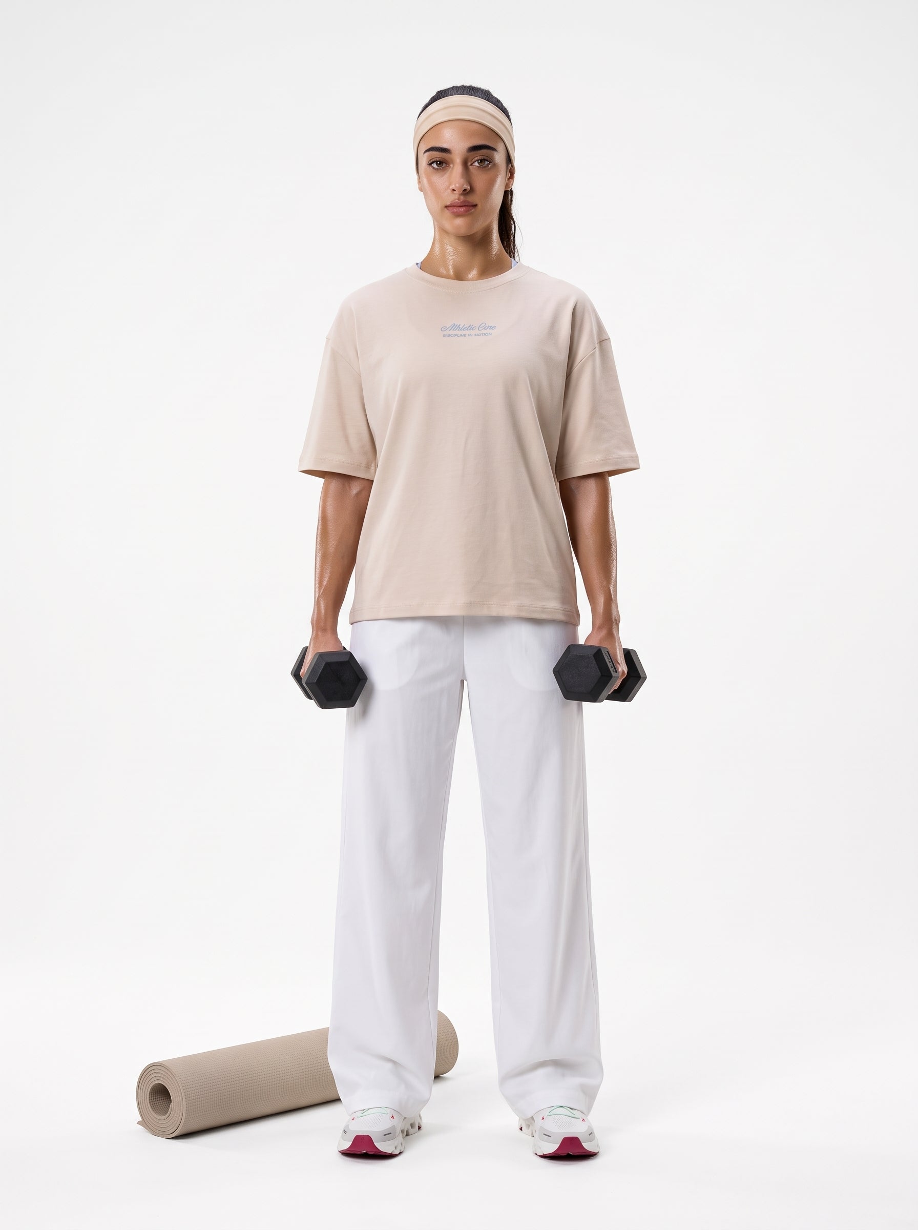 Almond Embroidered Short Sleeves Tee