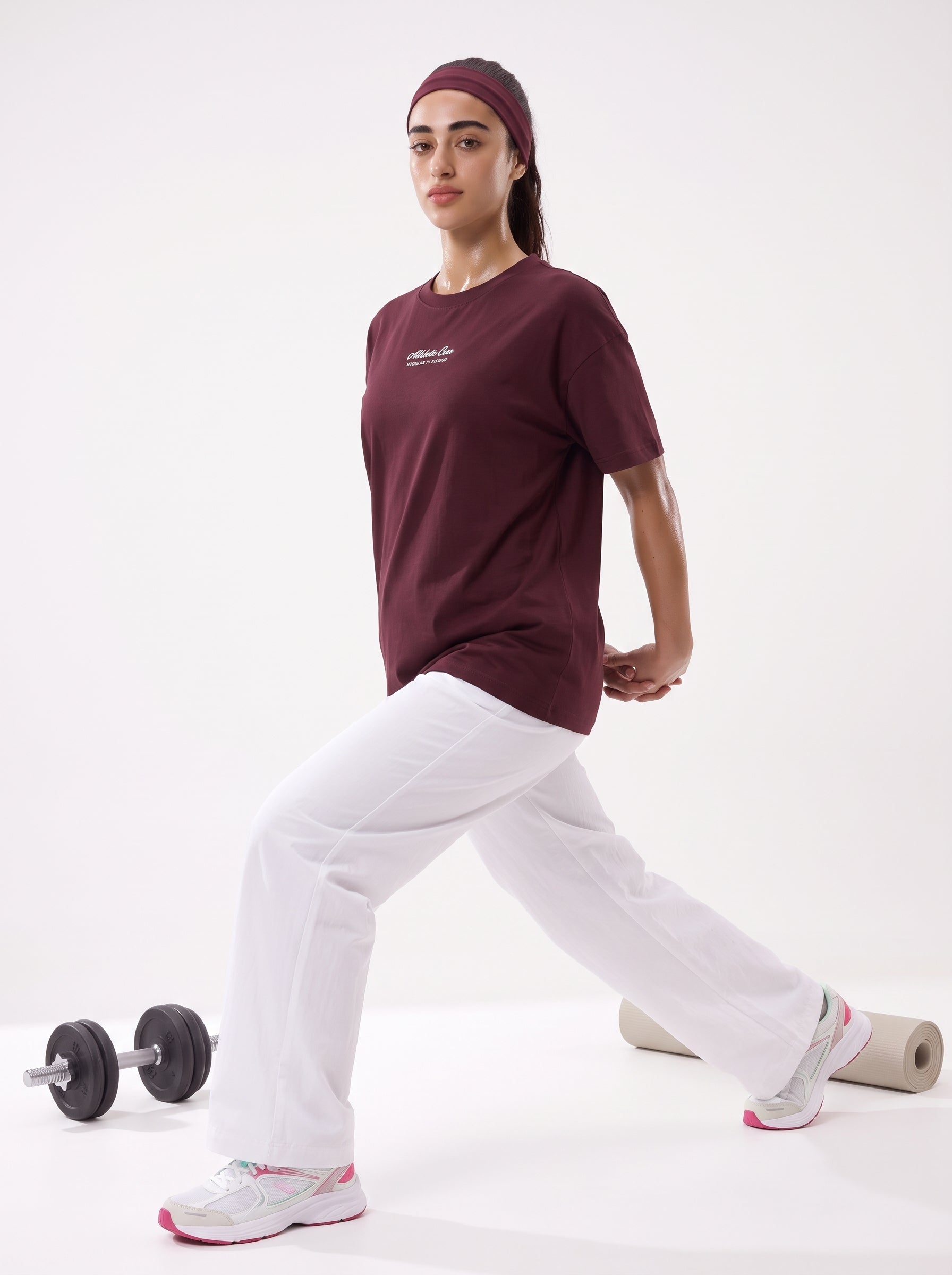 Maroon Embroidered Short Sleeves Tee