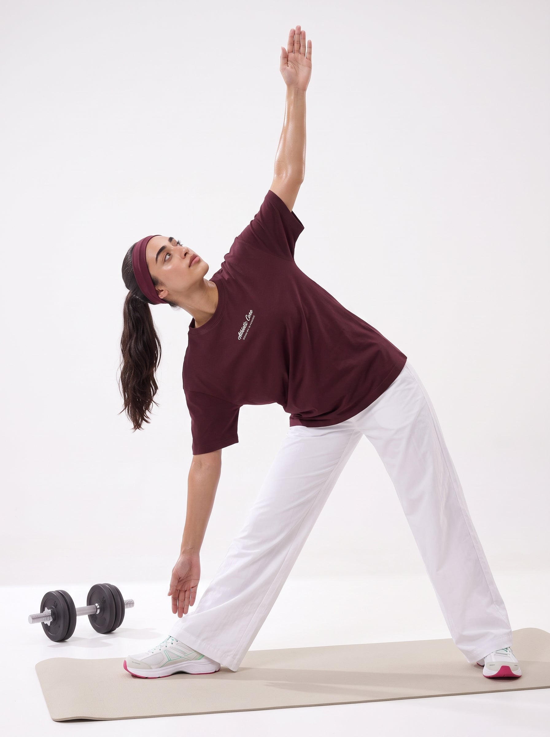 Maroon Embroidered Short Sleeves Tee