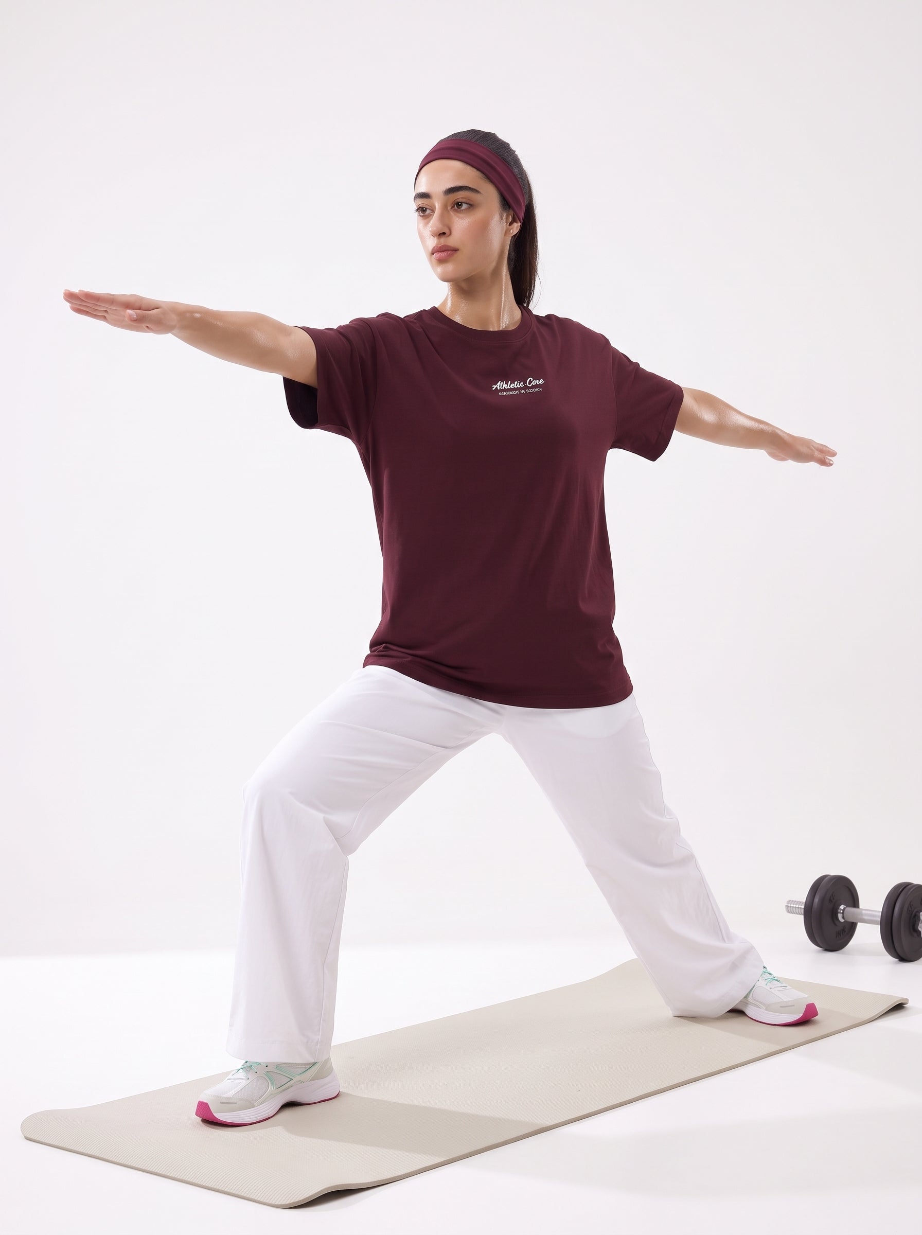 Maroon Embroidered Short Sleeves Tee