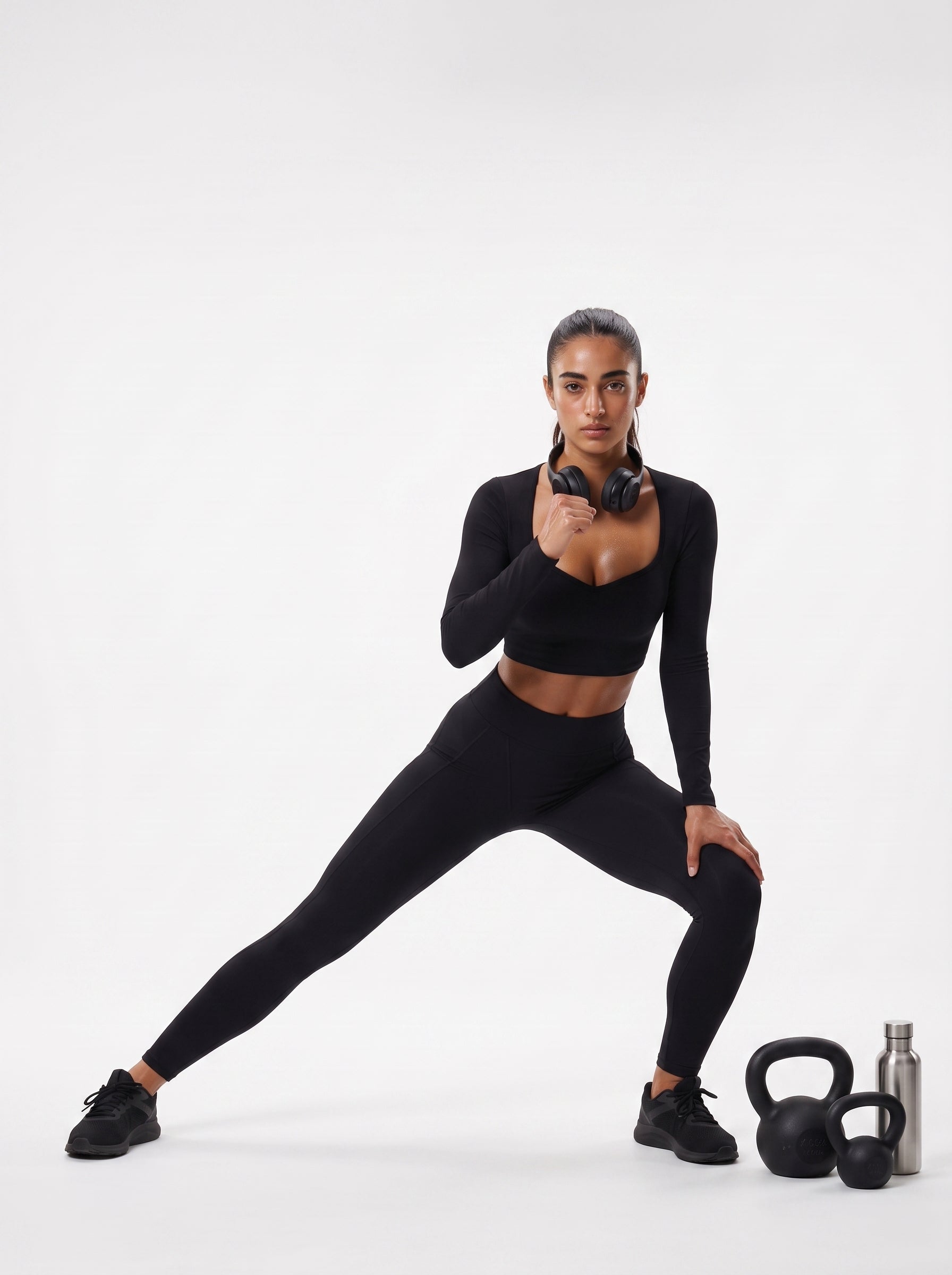 Black Full Sleeves Crop Top