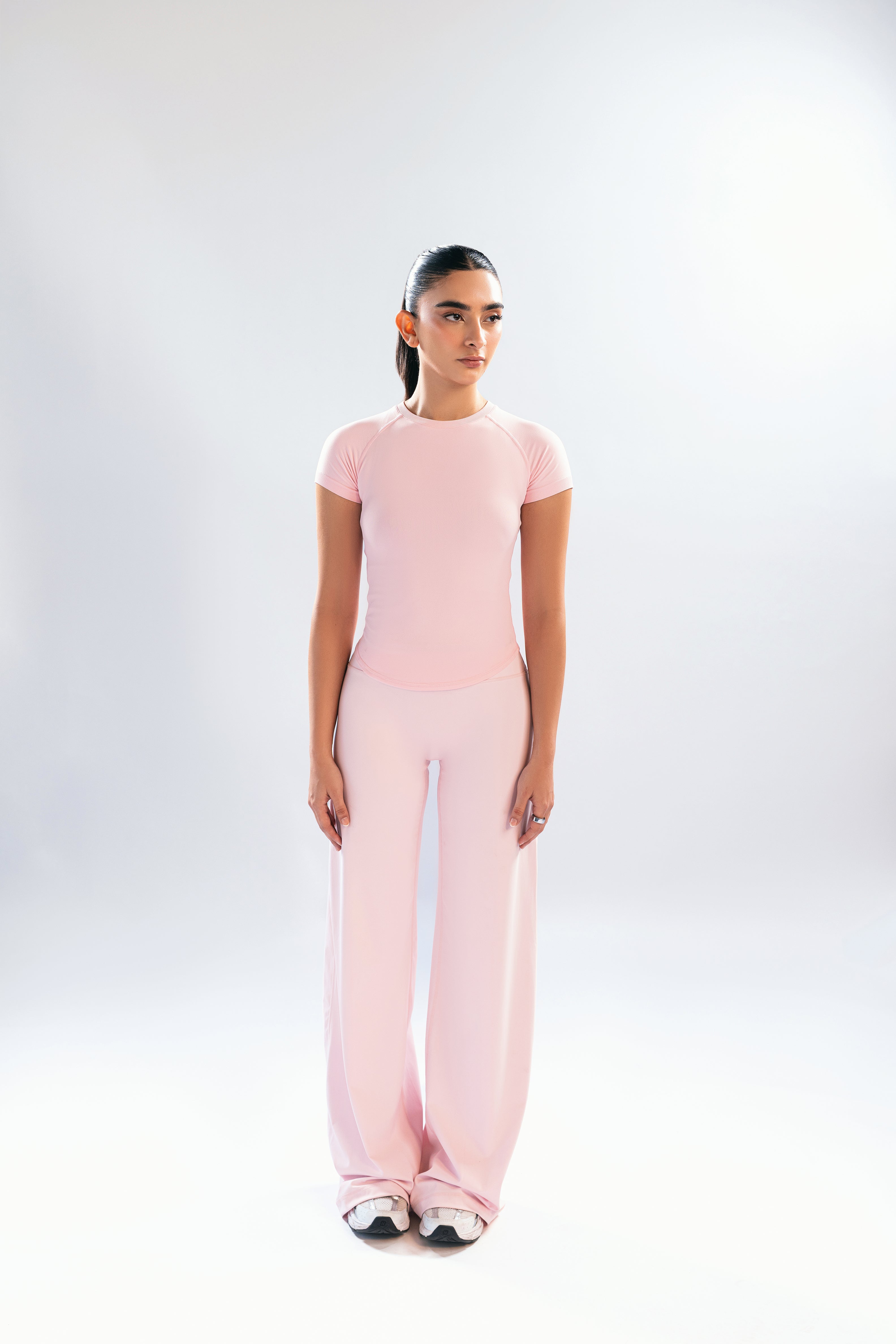 Baby Pink Half Sleeves Snug Tee